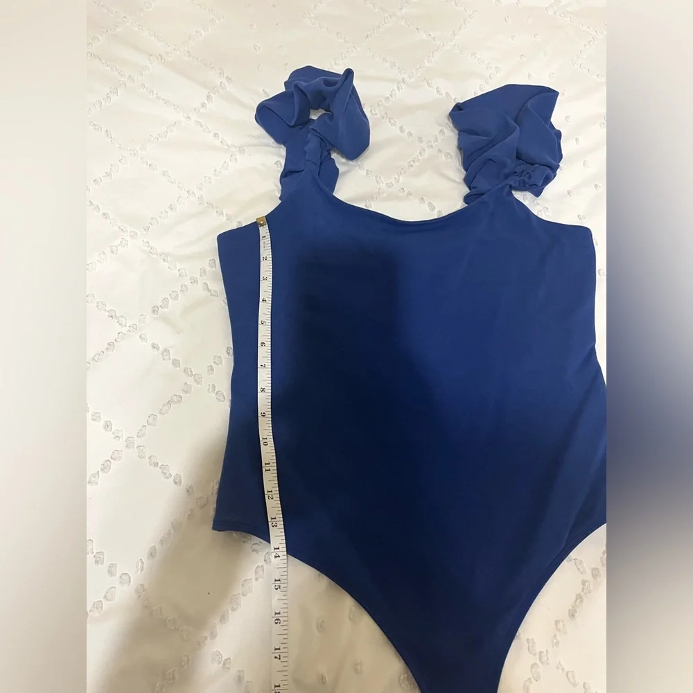 Blue Ruffled Strap Top - Picture 5 of 6